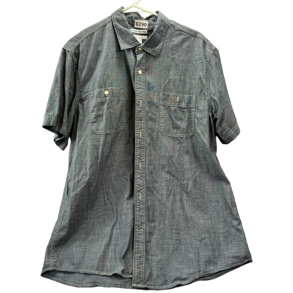 A essentials, men shirt, short sleeve, color gray, size l, button down